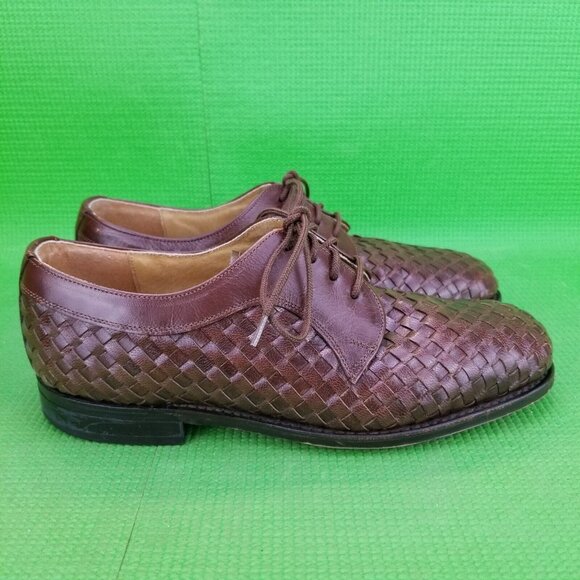 ✅Hitchcock Brown Woven Leather Lace Up Oxford Shoes Men\'s UK Size 5 3E Wide✅ main image 5